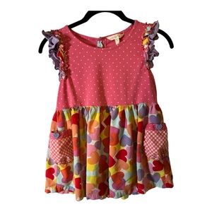 Matilda Jane Lets Go Together with Hearts Tunic Top Girls Size 14 Pink Polka Dot